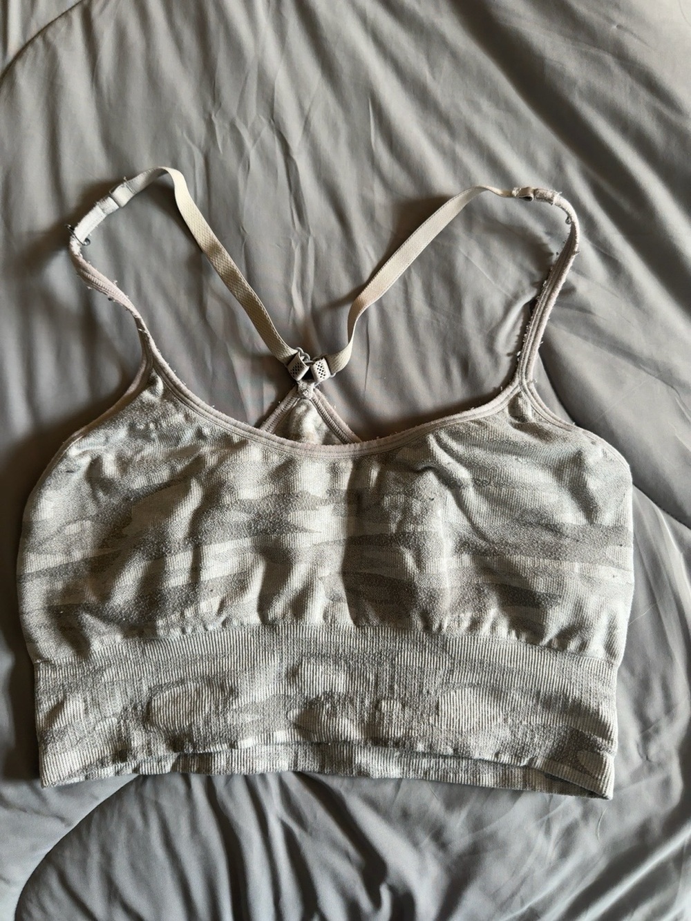 Athleta Gray Camo Seamless Racerback Sports Bra Size XS/S